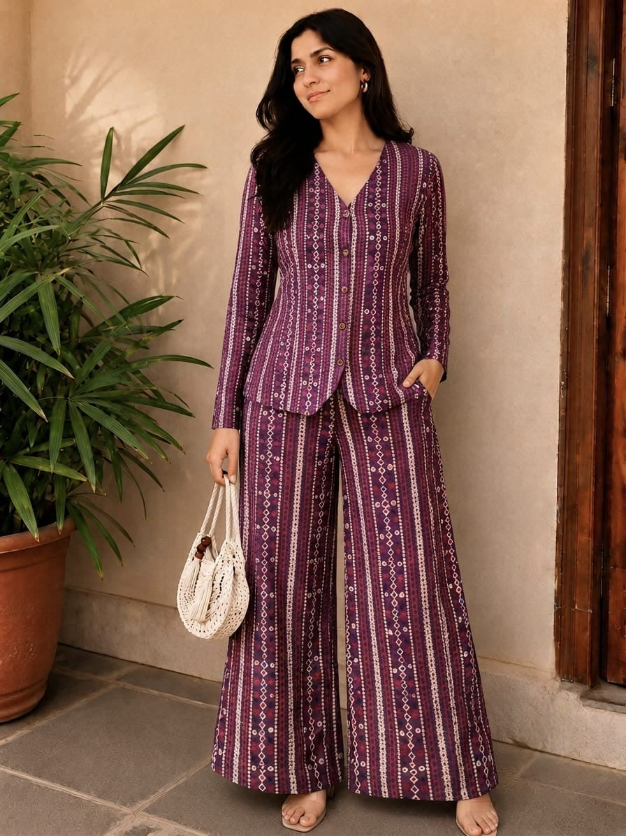 Tatvani Pure Cotton Printed Women’s Co-Ord Set | Summer Shirt & Palazzo Set | XXS to 7XL