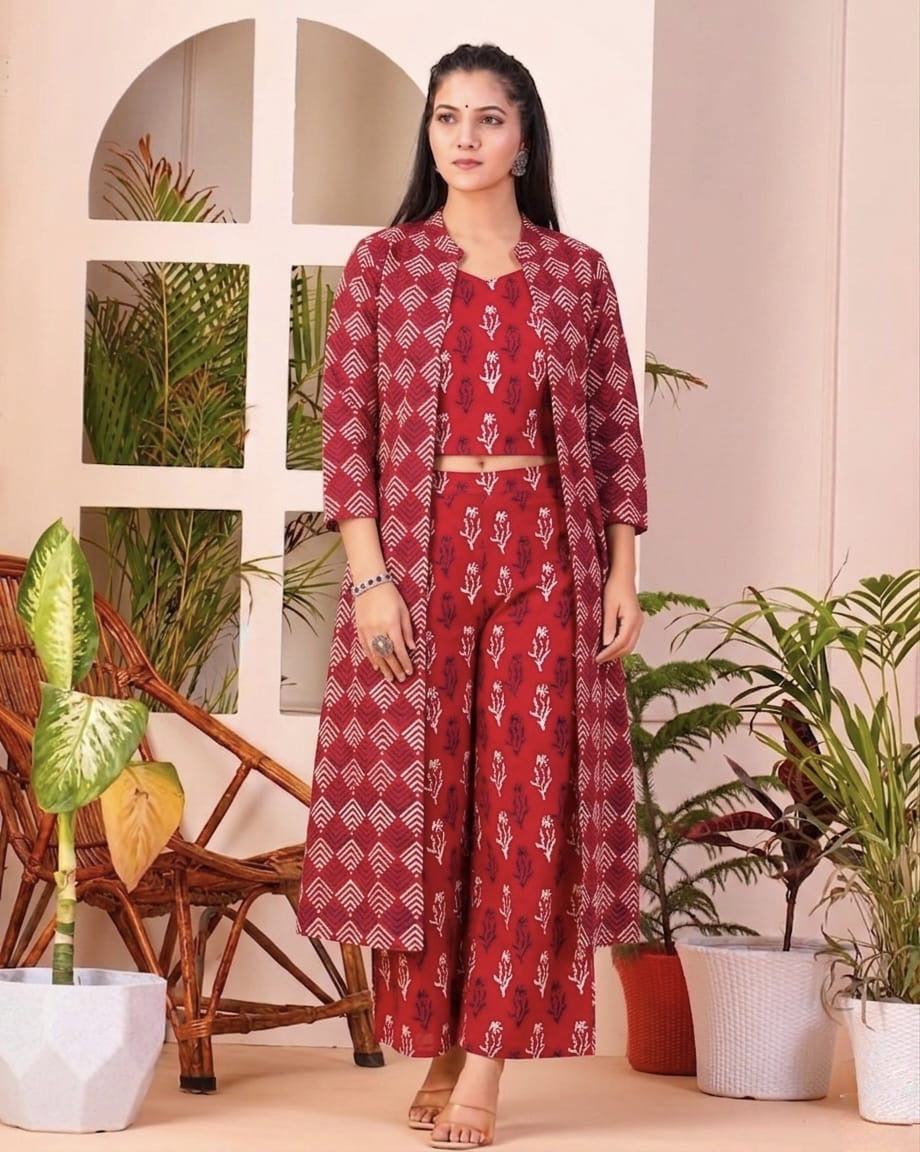Tatvani Hand Block Printed Cotton Shrug for Women | Natural Dye Long Ethnic Shrug | Indian Artisan Handmade Handblock Printed Cotton Outerwear | Indo-Western Ethnic Wear | Sizes 36 to 54