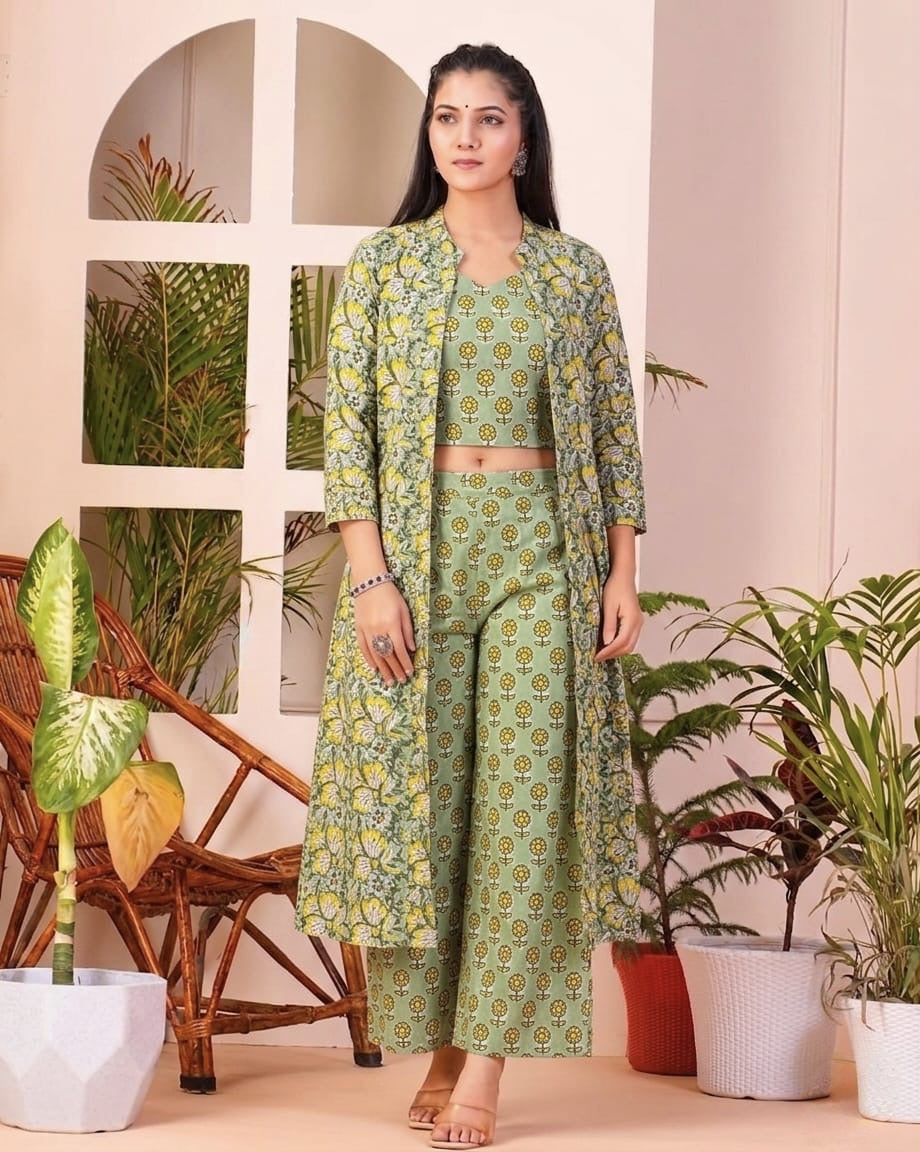 Tatvani Hand Block Printed Cotton Shrug for Women | Natural Dye Long Ethnic Shrug | Indian Artisan Handmade Handblock Printed Cotton Outerwear | Indo-Western Ethnic Wear | Sizes 36 to 54