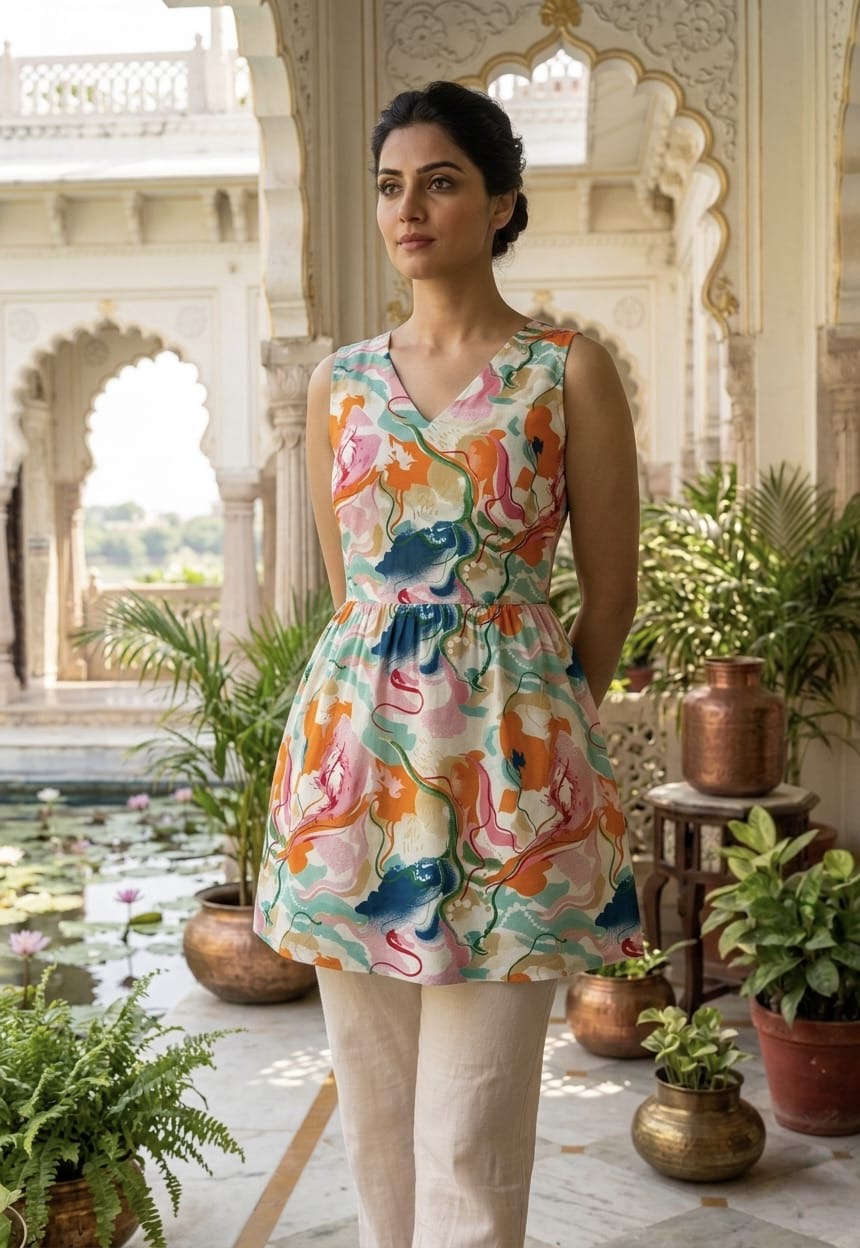 Tatvani Pure Cotton Hand Block Printed Sleeveless Top | Natural Handblock Summer Top | XXS to 7XL