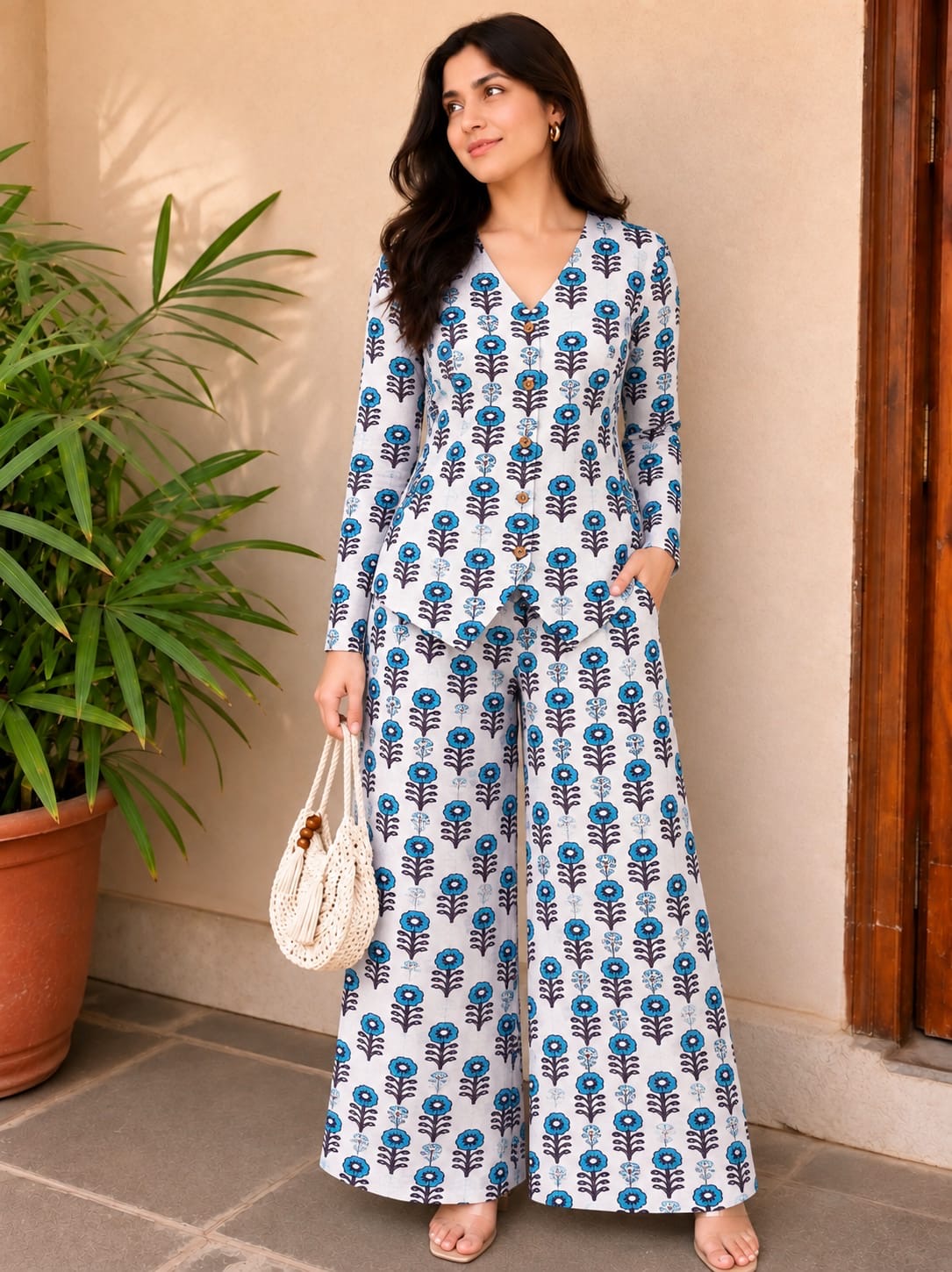Tatvani Pure Cotton Printed Women’s Co-Ord Set | Summer Shirt & Palazzo Set | XXS to 7XL