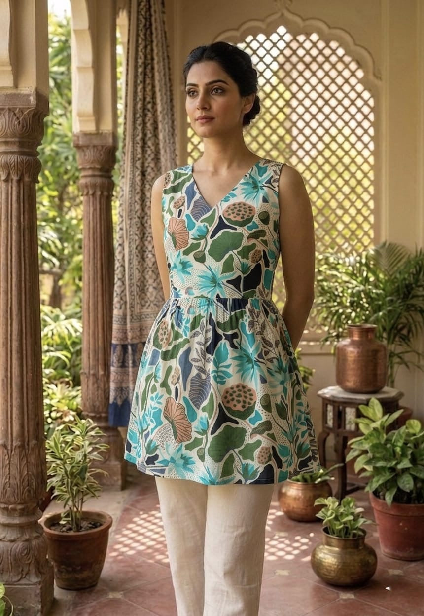 Tatvani Pure Cotton Hand Block Printed Sleeveless Top | Natural Handblock Summer Top | XXS to 7XL