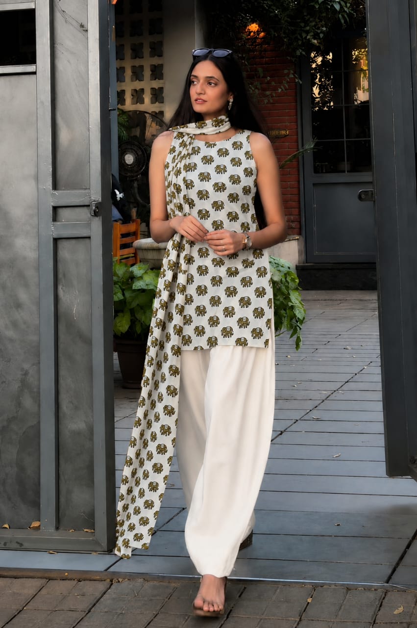 TATVANI – Premium Animal Handblock Printed Farshi Salwar Suit Set ✨