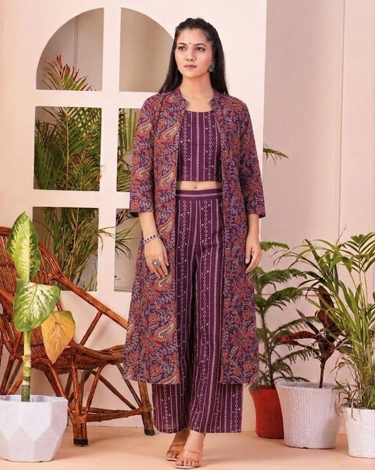 Tatvani Hand Block Printed Cotton Shrug for Women | Natural Dye Long Ethnic Shrug | Indian Artisan Handmade Handblock Printed Cotton Outerwear | Indo-Western Ethnic Wear | Sizes 36 to 54