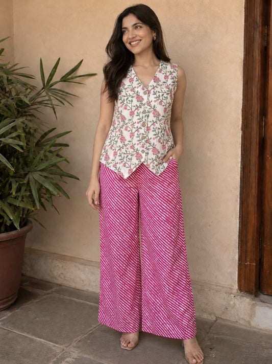 Tatvani Pure Cotton Printed Women’s Co-Ord Set | Summer Shirt & Palazzo Set | XXS to 7XL