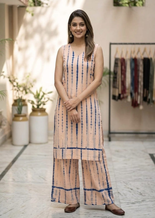 Tatvani Bagru Hand Block Printed Kurta Palazzo Set | Pure Cotton | Sleeveless Kurta with 2 Pocket Palazzo