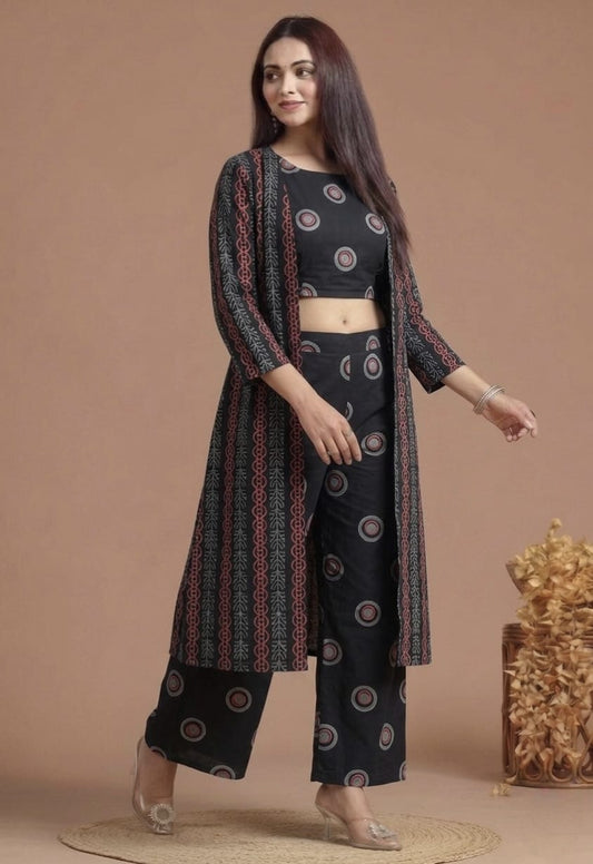 Tatvani Hand Block Printed Cotton Shrug for Women | Natural Dye Long Ethnic Shrug | Indian Artisan Handmade Handblock Printed Cotton Outerwear | Indo-Western Ethnic Wear | Sizes 36 to 54