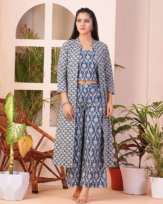 Tatvani Hand Block Printed Cotton Shrug for Women | Natural Dye Long Ethnic Shrug | Indian Artisan Handmade Handblock Printed Cotton Outerwear | Indo-Western Ethnic Wear | Sizes 36 to 54