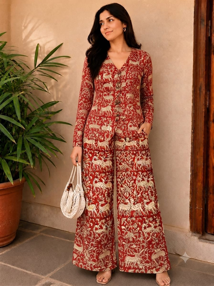 Tatvani Pure Cotton Printed Women’s Co-Ord Set | Summer Shirt & Palazzo Set | XXS to 7XL