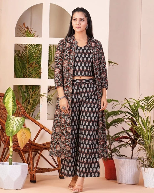 Tatvani Hand Block Printed Cotton Shrug for Women | Natural Dye Long Ethnic Shrug | Indian Artisan Handmade Handblock Printed Cotton Outerwear | Indo-Western Ethnic Wear | Sizes 36 to 54