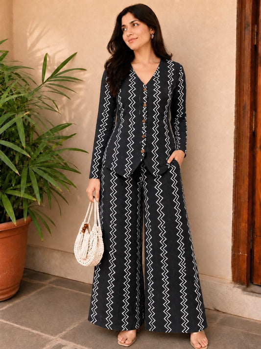 Tatvani Pure Cotton Printed Women’s Co-Ord Set | Summer Shirt & Palazzo Set | XXS to 7XL