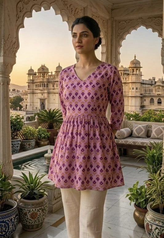 Tatvani Pure Cotton Hand Block Printed Sleeveless Top | Natural Handblock Summer Top | XXS to 7XL