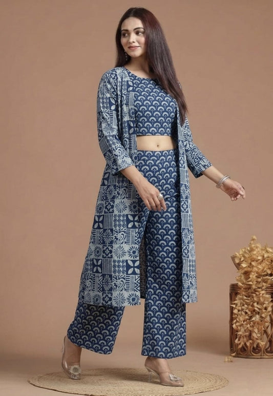 Tatvani Hand Block Printed Cotton Shrug for Women | Natural Dye Long Ethnic Shrug | Indian Artisan Handmade Handblock Printed Cotton Outerwear | Indo-Western Ethnic Wear | Sizes 36 to 54