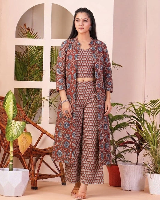 Tatvani Hand Block Printed Cotton Shrug for Women | Natural Dye Long Ethnic Shrug | Indian Artisan Handmade Handblock Printed Cotton Outerwear | Indo-Western Ethnic Wear | Sizes 36 to 54