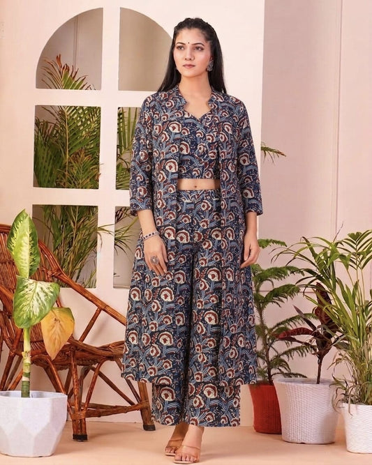 Tatvani Hand Block Printed Cotton Shrug for Women | Natural Dye Long Ethnic Shrug | Indian Artisan Handmade Handblock Printed Cotton Outerwear | Indo-Western Ethnic Wear | Sizes 36 to 54