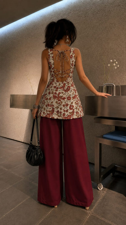 TATVANI – Pure Handblock Print Backless Short Kurti Set ✨