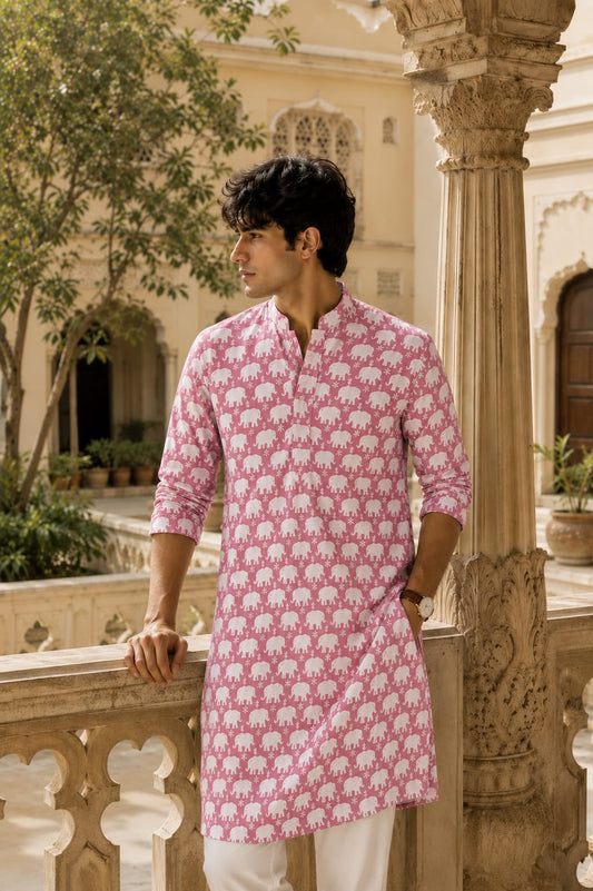 TATVANI – Premium Elephant Handblock Printed Cotton Kurta ✨