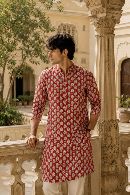 ✨ TATVANI – Premium Floral Handblock Printed Cotton Kurta ✨