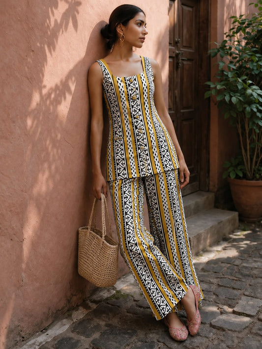 TATVANI | Pure Hand Block Print Cotton Co-ord Set