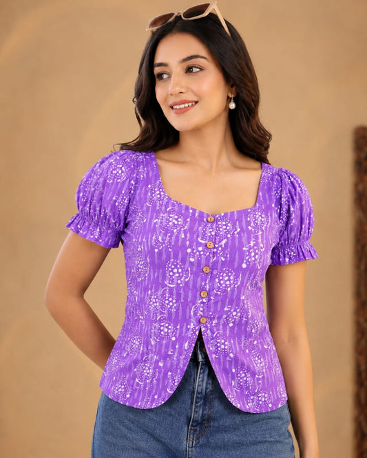 TATVANI | Pure Hand Block Print Cotton Top